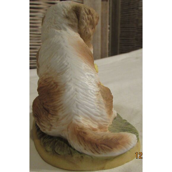 Homco Cocker Spaniel puppy dog with yellow duck in the grass vintage spring - Picture 4 of 6